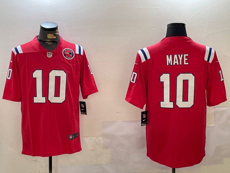 Men New England Patriots 10 Maye Red Second generation 2024 Nike Limited NFL Jersey style 2